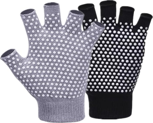 YL TRD V 2 Packs of Non Slip Fingerless Yoga Gloves Exercise Gloves Workout Gloves