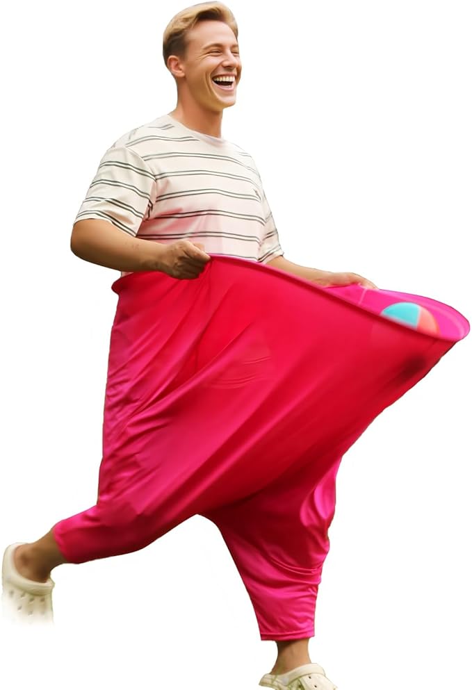 Granny Pants Yard Game Set - Peculiar Outdoor Game Granny Pants with 3 Bouncy Balls, 2 Marker Cones & Air Pump, Perfect for Family Reunion Games, Backyard Gatherings & Team Games