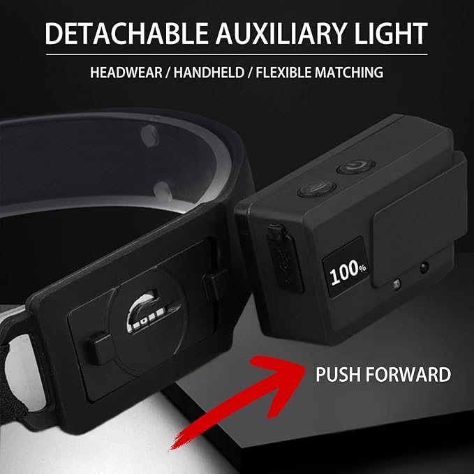 2 Pack Detachable LED Headlamp Flashlight 2-in-1, 350 Lumens Rechargeable Headlamp for Adults Outdoor, Waterproof Head Lamp with 5 Modes, Hands-Free Flashlight for Camping/Hiking/Construction