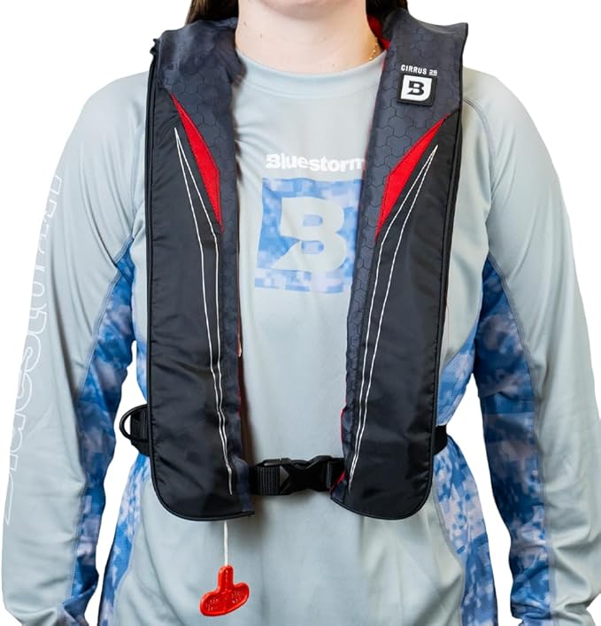 BLUESTORM Cirrus26 Inflatable PFD Life Jackets for Adults | US Coast Guard Approved Automatic Life Vest w/Manual Override Convertibility