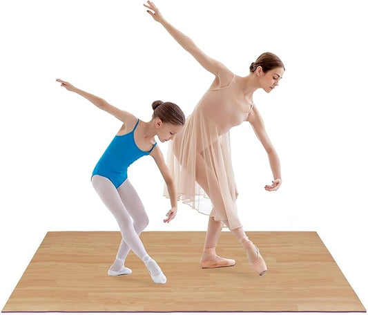 Ballet Dance Floor for Home Practice – Portable Ballet Floor - Vinyl Mat, Non-Slip, Cushioned 0.2" for Barre & Floor Practice, Easy to Clean