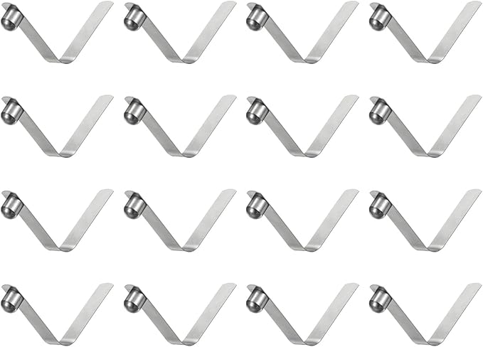 HARFINGTON 16pcs Single Button Kayak Paddle Snap Spring Clip 9x10x50mm 65Mn Spring Steel V-Shaped Solid Lift Telescopic Locking Tube Pole Clips for Tent Umbrella Camping