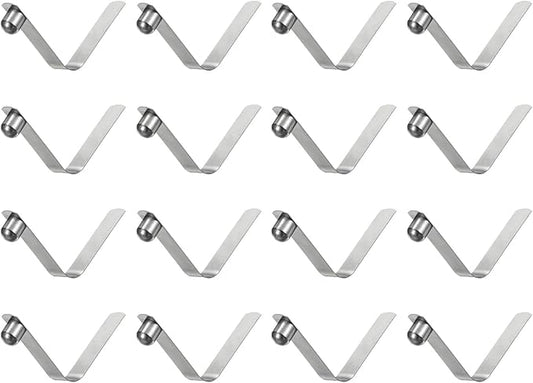 HARFINGTON 16pcs Single Button Kayak Paddle Snap Spring Clip 9x10x50mm 65Mn Spring Steel V-Shaped Solid Lift Telescopic Locking Tube Pole Clips for Tent Umbrella Camping