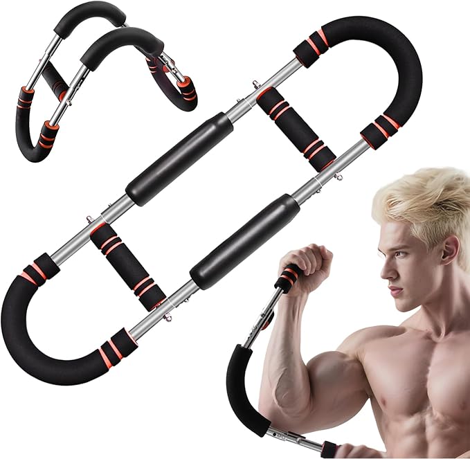 Chest Exerciser for Men & Women,Adjustable Twister Arm Trainer- Portable Power Twister Bar with 3 Resistance Levels ，Detachable Design Fitness Anywhere for Arm & Chest Workout.