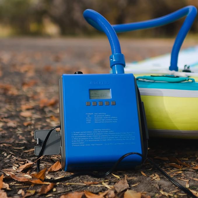 iROCKER 12V Electric SUP Pump with Digital Display – Dual Stage Auto-Off, Inflates Paddle Boards in 12 Mins or Less, Compatible with All iROCKER SUPs, Inflatable Kayaks & iLAND Floats.