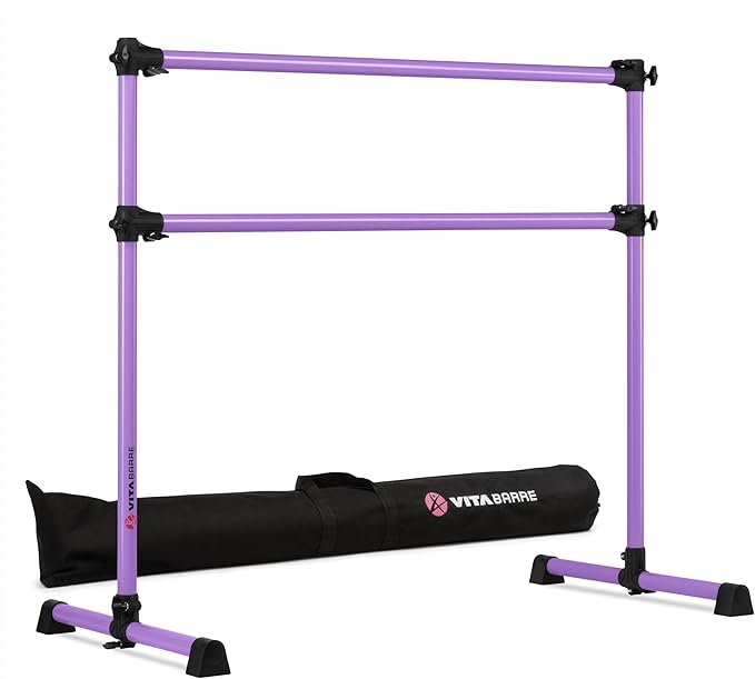 VITA Barre Portable Freestanding Double Ballet Barre, Prodigy, with Carry Bag | Adjustable Height, USA Made, Home or Gym Exercise Equipment for Kids & Adults | Dance, Fitness, Pilates
