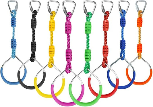Ninja Ring Fitness Gymnastic Ring Climbing Bar Workout Outdoor Backyard Playground Training Equipment Play Set, Jungle Gym Fist Hanging Swing Monkey Bars Ninja Warrior Obstacle Course Trapeze Playsets