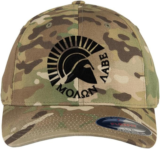 Spartan Warrior Helmet Molon Labe - Come and Take It Custom Embroidered Flex Fitted Baseball Hat