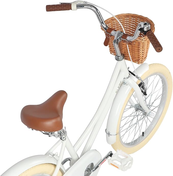Glerc Little Molly 12-20 Inch Kids Retro Cruiser Bike for 2-13 Year Old with Wicker Basket & Training Wheels/Kickstand, Multiple Colors