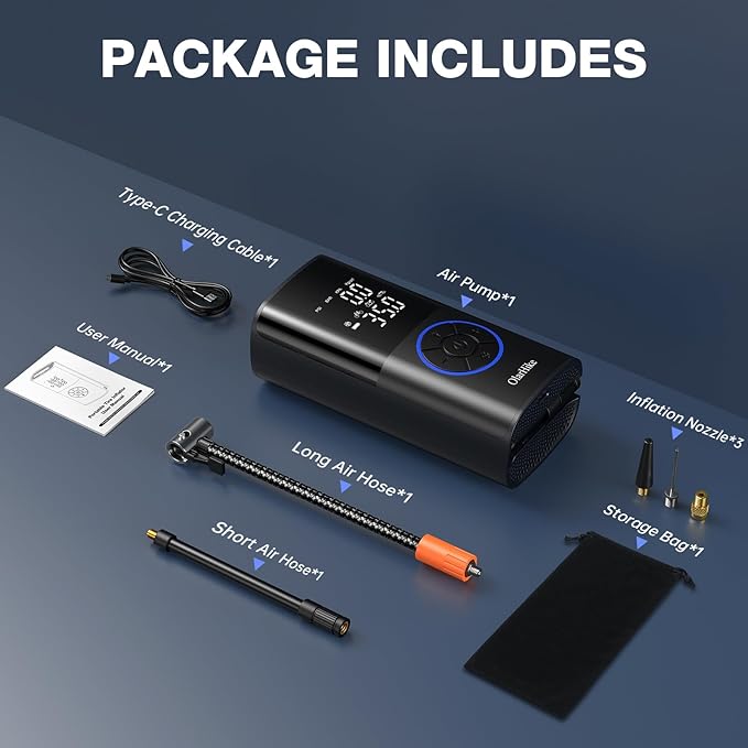 OlarHike Tire Inflator Portable Air Compressor, Long Range Battery, 160PSI Auto Air Pump for Car Tires, Bike,Bicycle, Motorcycles,Electric Pump with LED Light & Digital Pressure Gauge