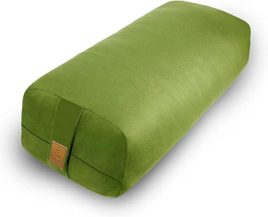 Comfortable Rectangular Yoga Bolster - 26x10.5x5.5in Meditation Supportive Pillow - 100% Cotton