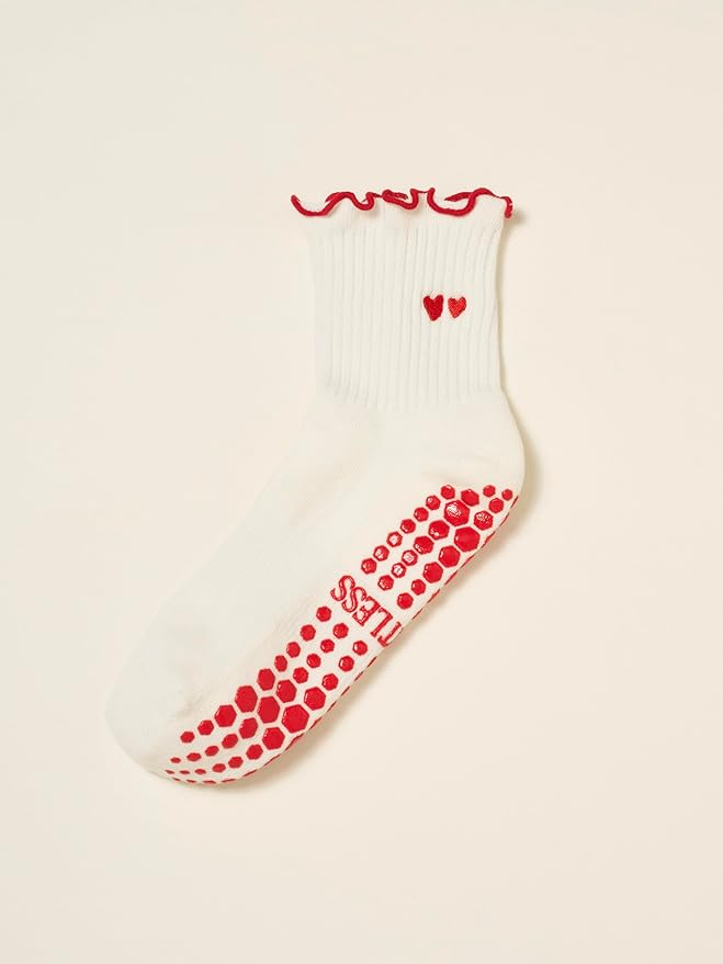 Crew Half Calf Grip Socks, Cutest Fruits Pilates Socks, Ruffle socks, Non-Slip, Barre Yoga Fitness