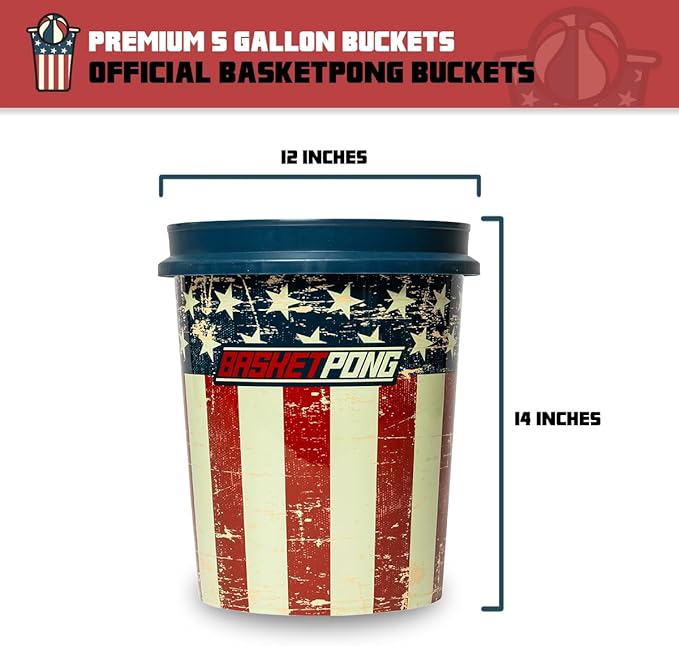 USA – Giant Yard Pong and Basketball Game with 12 Buckets, 2 Balls, Carrying Bag, and Air Pump – Outdoor Game for Lawn, Backyard, Beach, and Parties