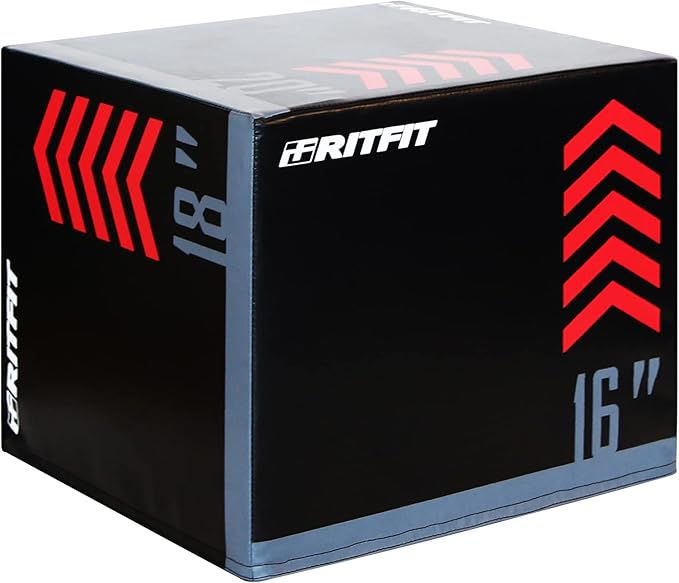 RitFit 3 in 1 Extra Firm Soft Plyo Box Foam Plyometric Box-30”x24”x20”-20"x18"x16" Heavy Duty High Density Foam Jumping Box 3 Sizes with PVC Cover,Platform for Home Gym Fitness, 440lb Weight Capacity
