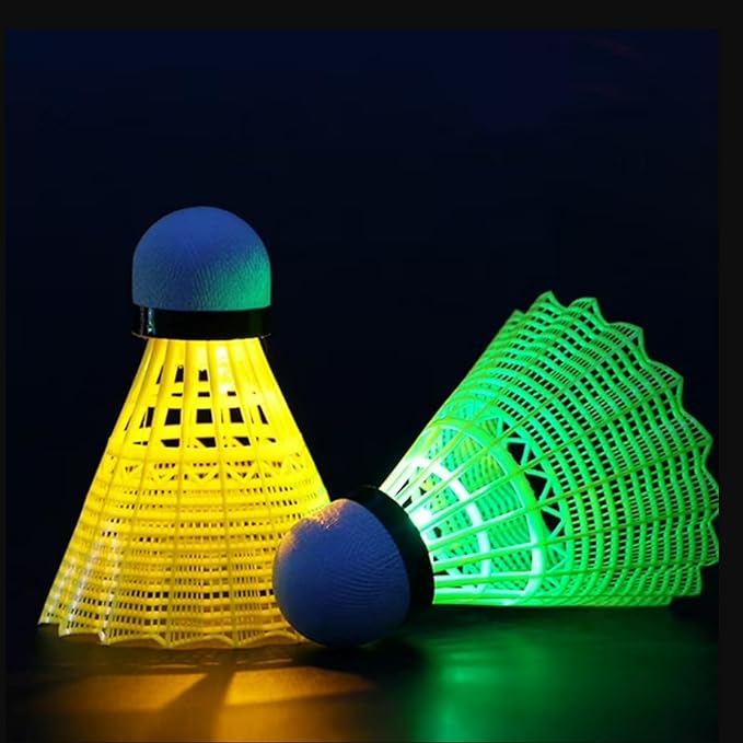 LED Badminton Birdies 4/5/6 PCS,Nylon Glow in The Dark Badminton Shuttlecocks,Goose Feather Colourful Lighting Birdies, Plastic Light Up Birdie Balls for Indoor Outdoor Sports Activities
