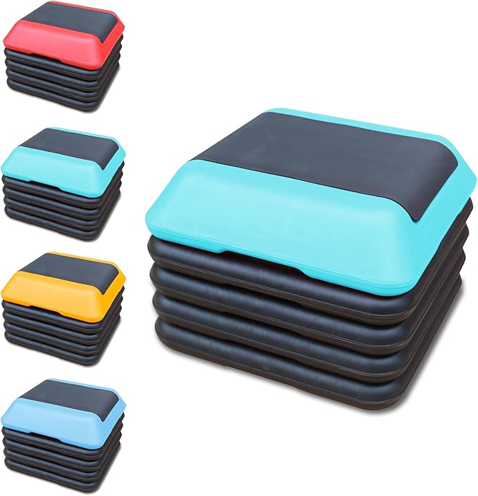 Aerobic Step Platform 30" × 14" Height Adjustable Workout Step for Fitness Strength Training with Risers Exercise Platform for Home Gym