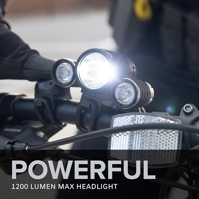 PS1200 Police Patrol Bike Head Light - Red/Blue Strobe LED - Rechargeable 18 hrs Max - Water Resistant - 5 Modes -For Professional Use Only (Front Headlight)