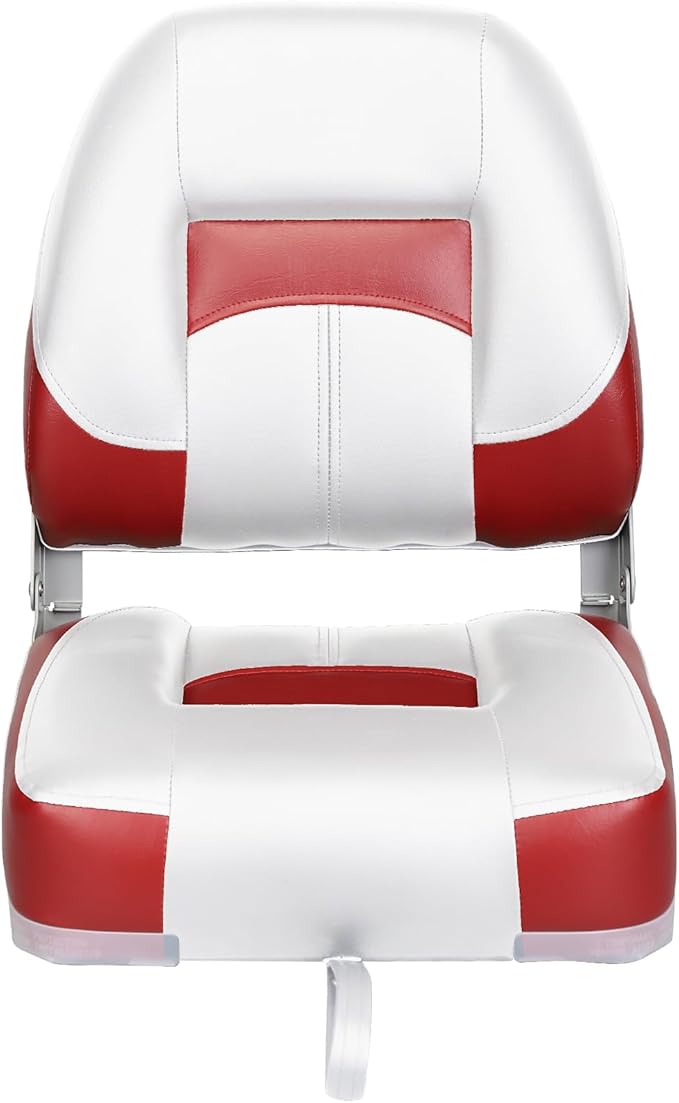 Two Tone Low Back Folding Boat Seat,White/Red