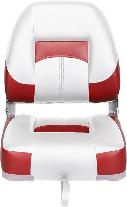 Two Tone Low Back Folding Boat Seat,White/Red