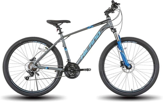 HILAND 27.5 inch Mountain Bike 21 Speeds, Lock-Out Suspension Fork, Aluminum Frame Hydraulic Disc-Brake for Men Women Mens MTB Bicycle Adlut Bike