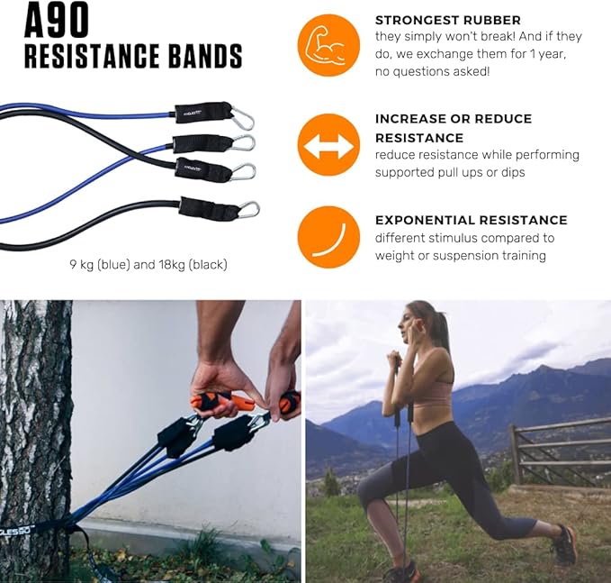 Angles90 Suspension Pulley Trainer - A90 Strength Set, Alloy Steel, 440 lb Tension - Sling Trainer & Workout Cables for Calisthenics & Suspension Equipment