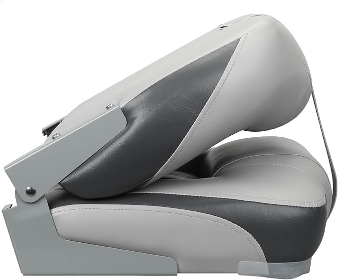 Elite Folding Boat Seat Low Back Boat Chair Fold-Down Fishing Boat Seats 2 Pack, Charcoal/Light Gray