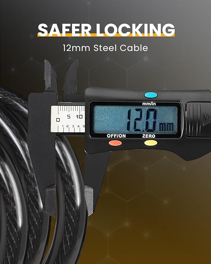 Bike Lock Cable with Combination, Heavy-Duty 5-Digit Combination Cable Lock for Bike & Scooter – Resettable Code, Anti-Theft Security Design with Mounting Bracket Included