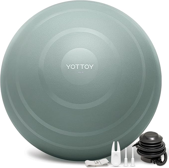 YOTTOY Anti-Burst Exercise Ball for Working Out, Yoga & Pregnancy, Extra Thick Workout Ball for Physical Therapy & Fitness