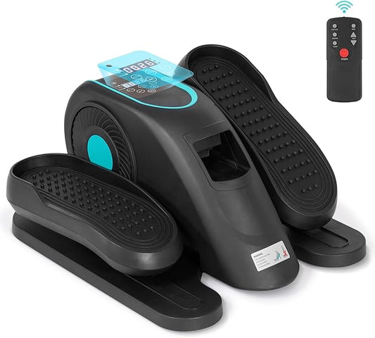 Under Desk Elliptical Machine 12 Adjustable Speeds Quiet Work Ellipse Leg Exerciser LCD Display Strap Pedals and Remote Control Elliptical Training Machines Mini Elliptical for Home Office