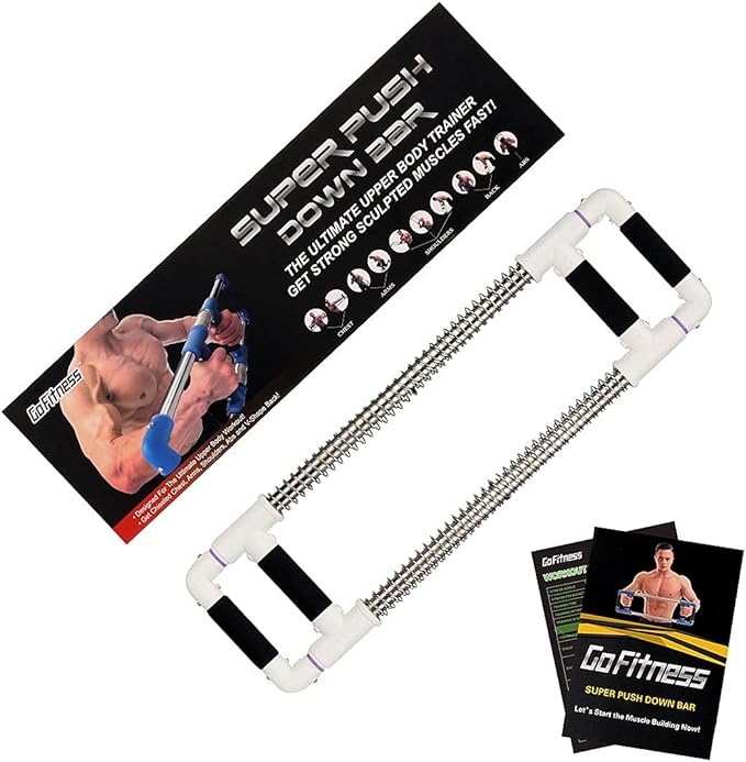 GoFitness Push Down Machine - Chest Exerciser at Home Workout Equipment, Arm Trainer - Portable Spring Resistance Exercise Gym Kit for Home, Travel or Outdoors