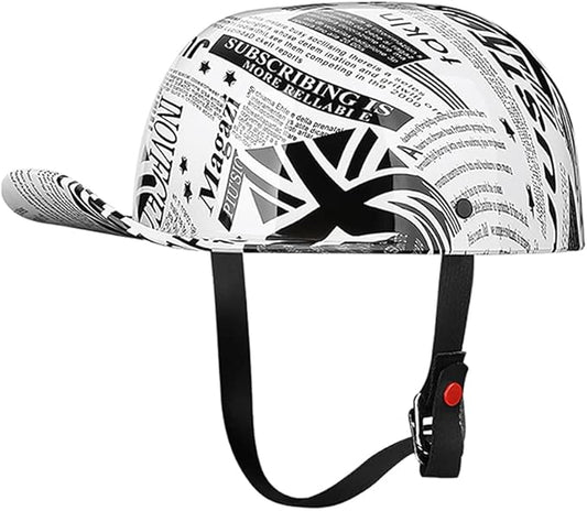 Vintage Open Face Motorcycle Helmet Retro Baseball Cap Half Helmets Women Men for Scooter Moped Cap Street Cruiser Jet - DOT Certified