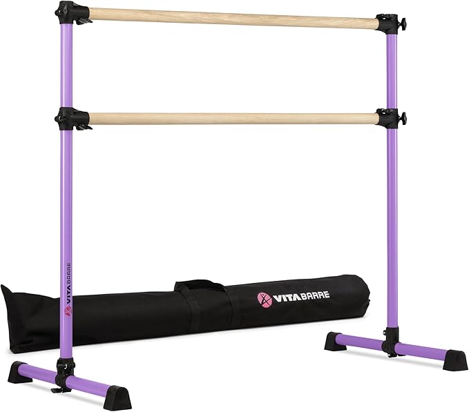 VITA Barre Portable Freestanding Double Ballet Barre, Prodigy, with Carry Bag | Adjustable Height, USA Made, Home or Gym Exercise Equipment for Kids & Adults | Dance, Fitness, Pilates