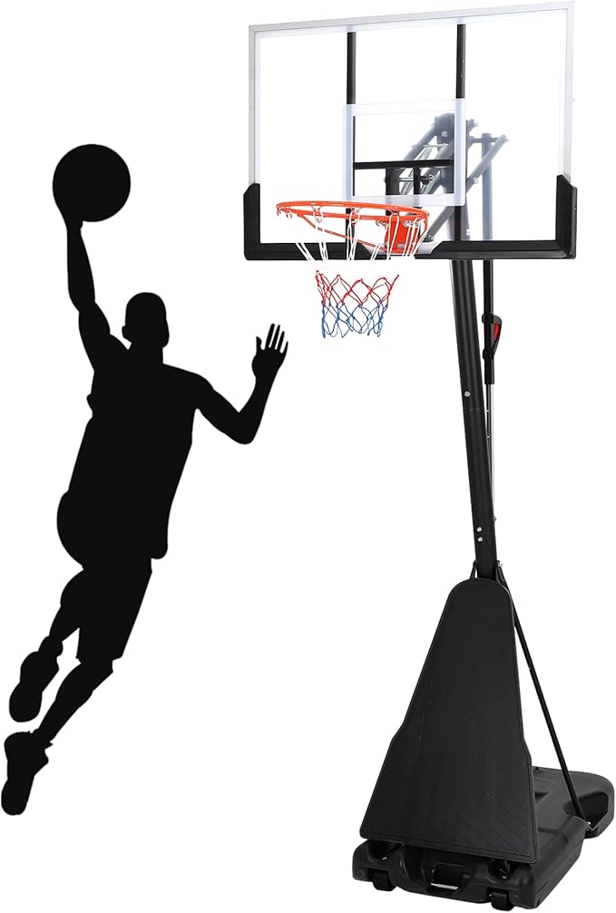 Basketball Hoop Outdoor 5.2-10Ft, Portable 47 Inch Shatterproof Backboard & Rebound Plate & Quick Adjustable Basketball Goal System
