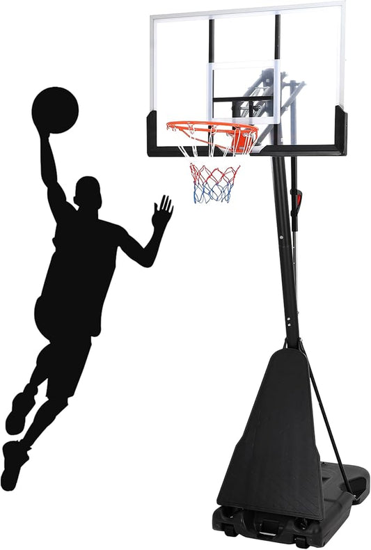 Basketball Hoop Outdoor 5.2-10Ft, Portable 47 Inch Shatterproof Backboard & Rebound Plate & Quick Adjustable Basketball Goal System