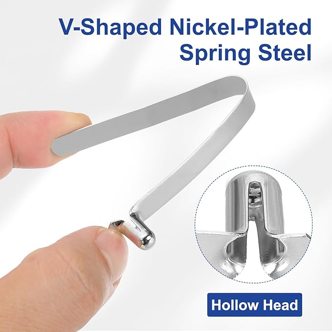 HARFINGTON Single Button Kayak Paddle Snap Spring Clip Spring Steel V-Shaped Hollow Lift Telescopic Locking Tube Pole Clips for Tent Umbrella Camping