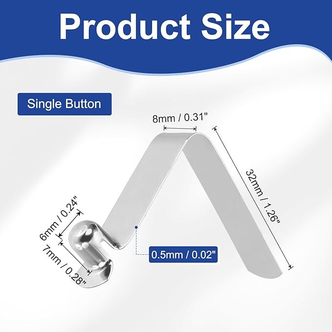 HARFINGTON Single Button Kayak Paddle Snap Spring Clip Spring Steel V-Shaped Hollow Lift Telescopic Locking Tube Pole Clips for Tent Camping