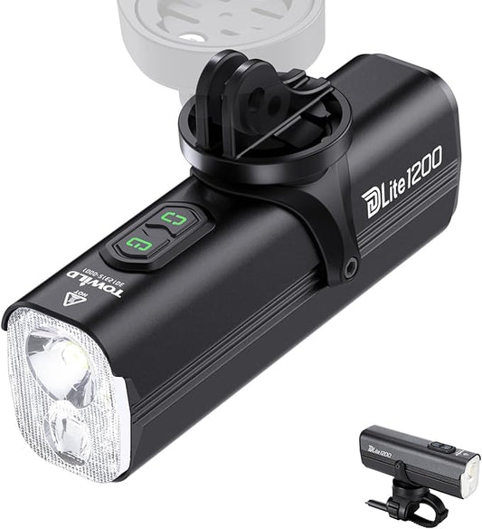 TOWILD DLite1800 Bike Lights for Night Riding 1800LM Dual Light Source System,Super Bright Front Bicycle Light Waterproof Bike Headlight for Mountain,Road,Commuter Cycling -Fits All Bikes