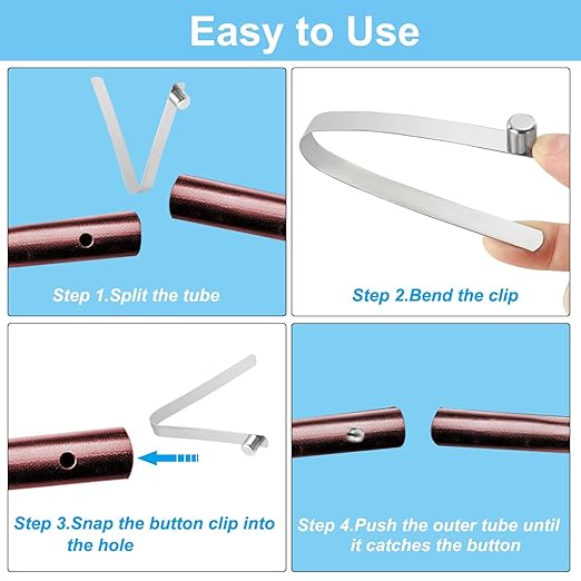 PATIKIL 9x9.2mm Kayak Paddle Snaps, 10 Pack Tent Pole Clips Steel V Shaped Single Pin Push Button Spring Clips Lock Tube Pole Clips for Camping Awning