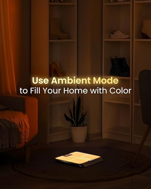 RENPHO Smart Scale for Body Weight, BMI, Body Fat, Muscle Mass, Bluetooth Wi-Fi Rechargeable Scale, RGB Lighting Color Changing Scale, Sync with Fitness App, Chroma Aspire