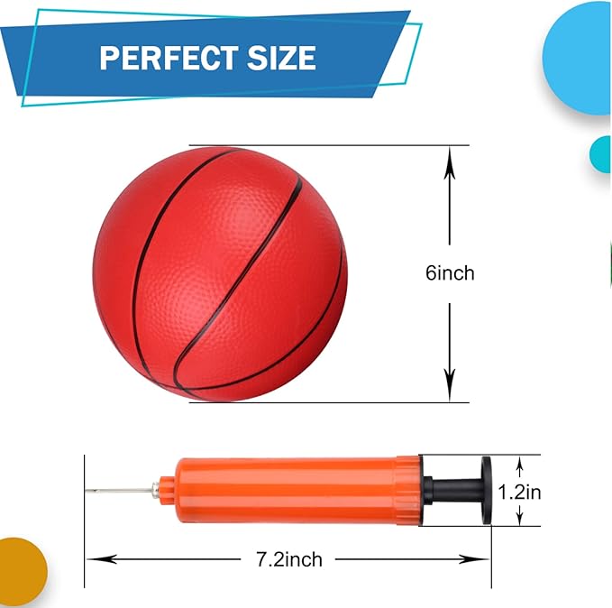 6" Small Basketballs for Kids, Toddler 6 Inch Little Ball for Over Door Mini Hoop, Silence Rubber Basketball Ball for Indoor Outdoor, Beach Sand Toy Balls for Pool Hoop 3PCS with Pump