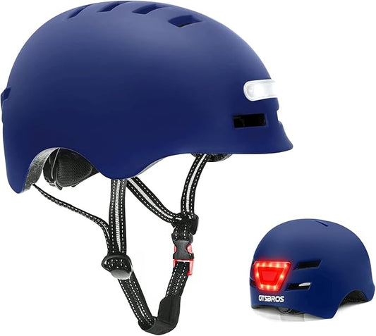 Bike Helmets for Adults - Front and Rear LED Lights Adjustable Bicycle Helmet for Adults Men Women Scooter Helmet for Commuting, Road Biking, Skating, Scooter