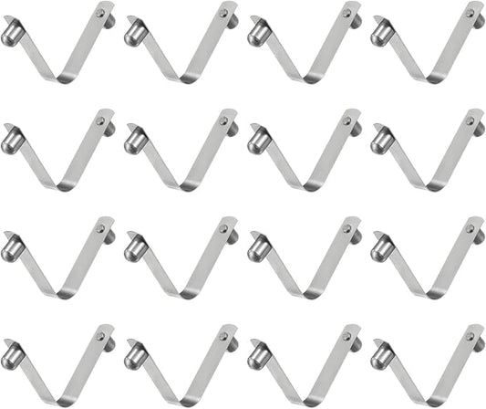 HARFINGTON 16pcs Double Button Kayak Paddle Snap Spring Clip 8x10x50mm 65Mn Spring Steel V-Shaped Solid Lift Telescopic Locking Tube Pole Clips for Tent Umbrella Camping