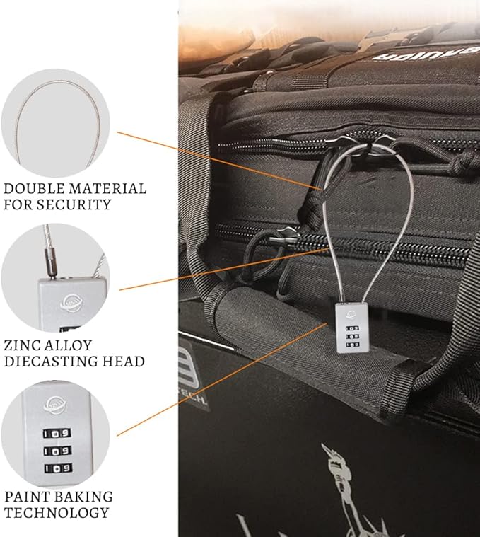 3 Digit Cable Combination Lock 5 inches Cable for School Gym Locker,Filing Cabinets,Helmet,Toolbox,Luggage Suitcase,knapsack,Grey 2Pack