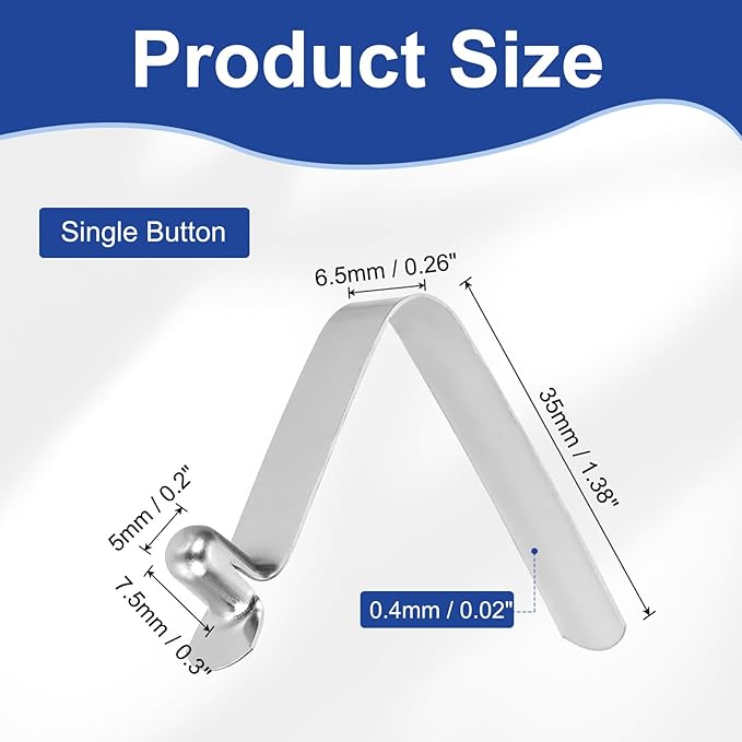 HARFINGTON Single Button Kayak Paddle Snap Spring Clip Spring Steel V-Shaped Hollow Lift Telescopic Locking Tube Pole Clips for Tent Camping