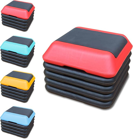 Aerobic Step Platform 30" × 14" Height Adjustable Workout Step for Fitness Strength Training with Risers Exercise Platform for Home Gym