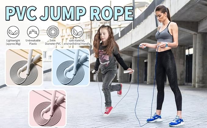 Jump Ropes Kids, Adjustable Children Jump Rope with ABS Handles and PVC Rope for Child Student Toddler