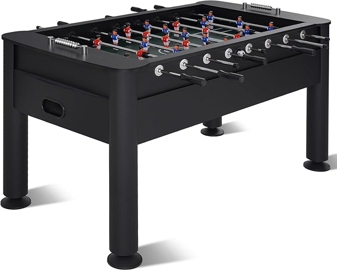 58 Inch Foosball Table, Full Size Competition Soccer Game Table for Adults & Kids, Heavy-Duty Indoor Arcade Table for Game Rooms & Parties (Black)