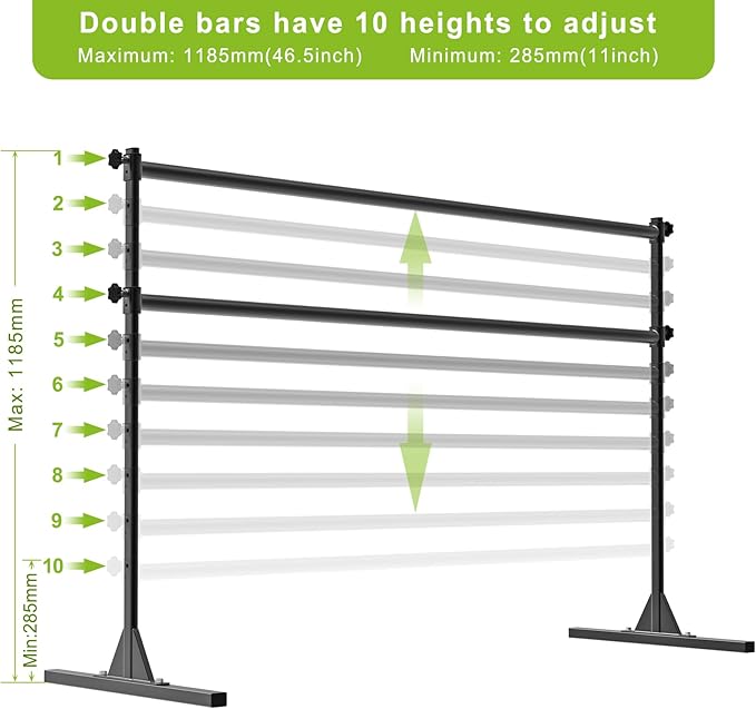 SELEWARE Height Adjustable Ballet Barre Freestanding Ballet Bar Heavy Duty Dance Bar Support Barre Movements Body Stretch Pull-ups, Sturdy Construction Never Fall Apart, Anti-Slip