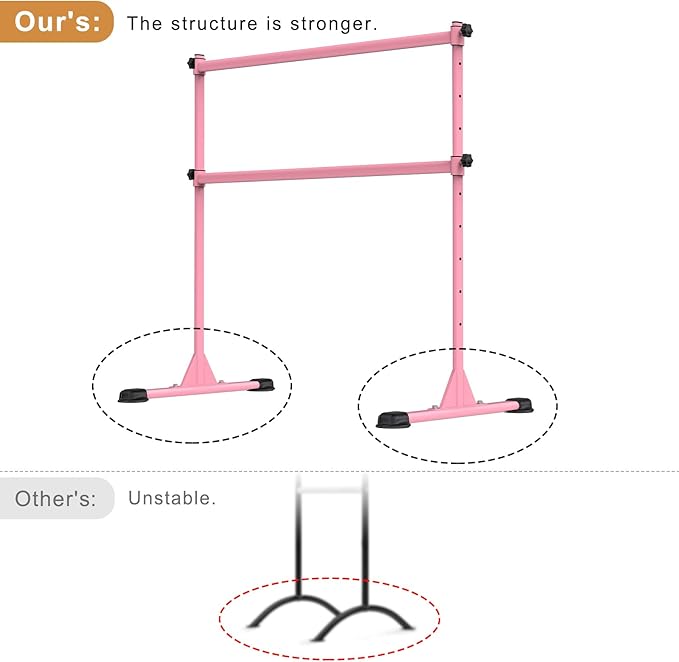 Height Adjustable Ballet Barre, Heavy Duty Freestanding Dance Bar, Anti-Slip Sturdy for Kids & Adults, Ideal for Home, Ballet, Fitness, Yoga