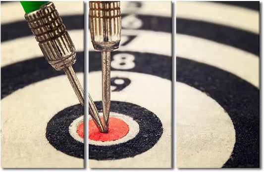 TUMOVO 3 Panels Wall Art Dart Board Paintings Modern Home Decor Artwork Canvas Wall Art Paintings for Bedroom Living Room Office Sports Theme Wall Decor Posters and Prints Ready to Hang(28" Wx42 H)